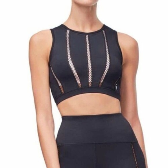 Good American Tops - Good American mixed mesh crop top L